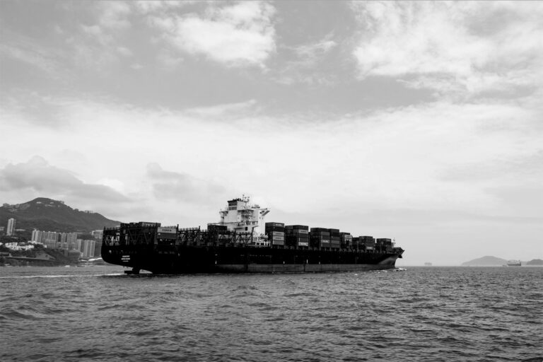 Cargo ship passing Hong Kong Island